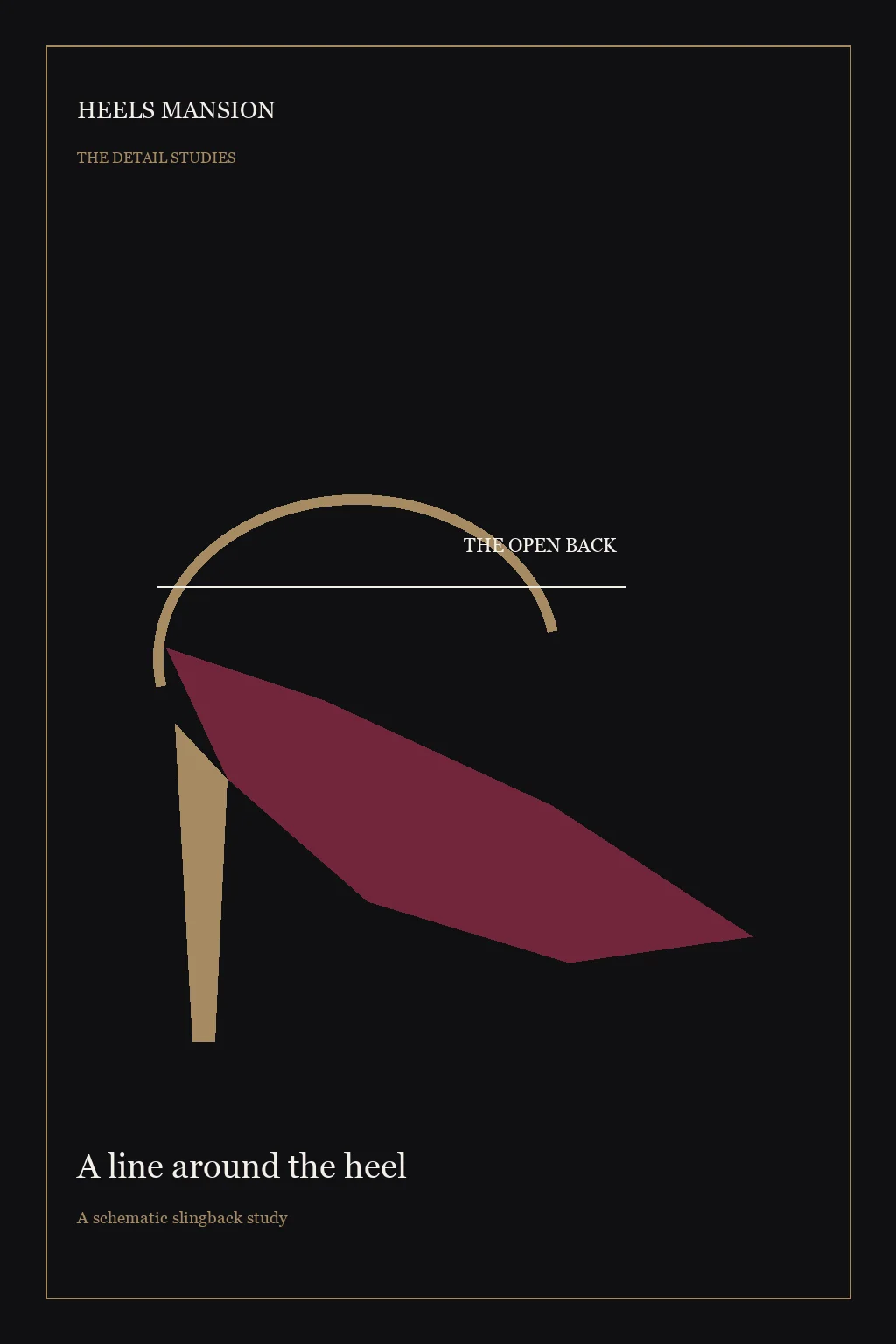 Original schematic slingback heel illustration, highlighting the strap around an open back.